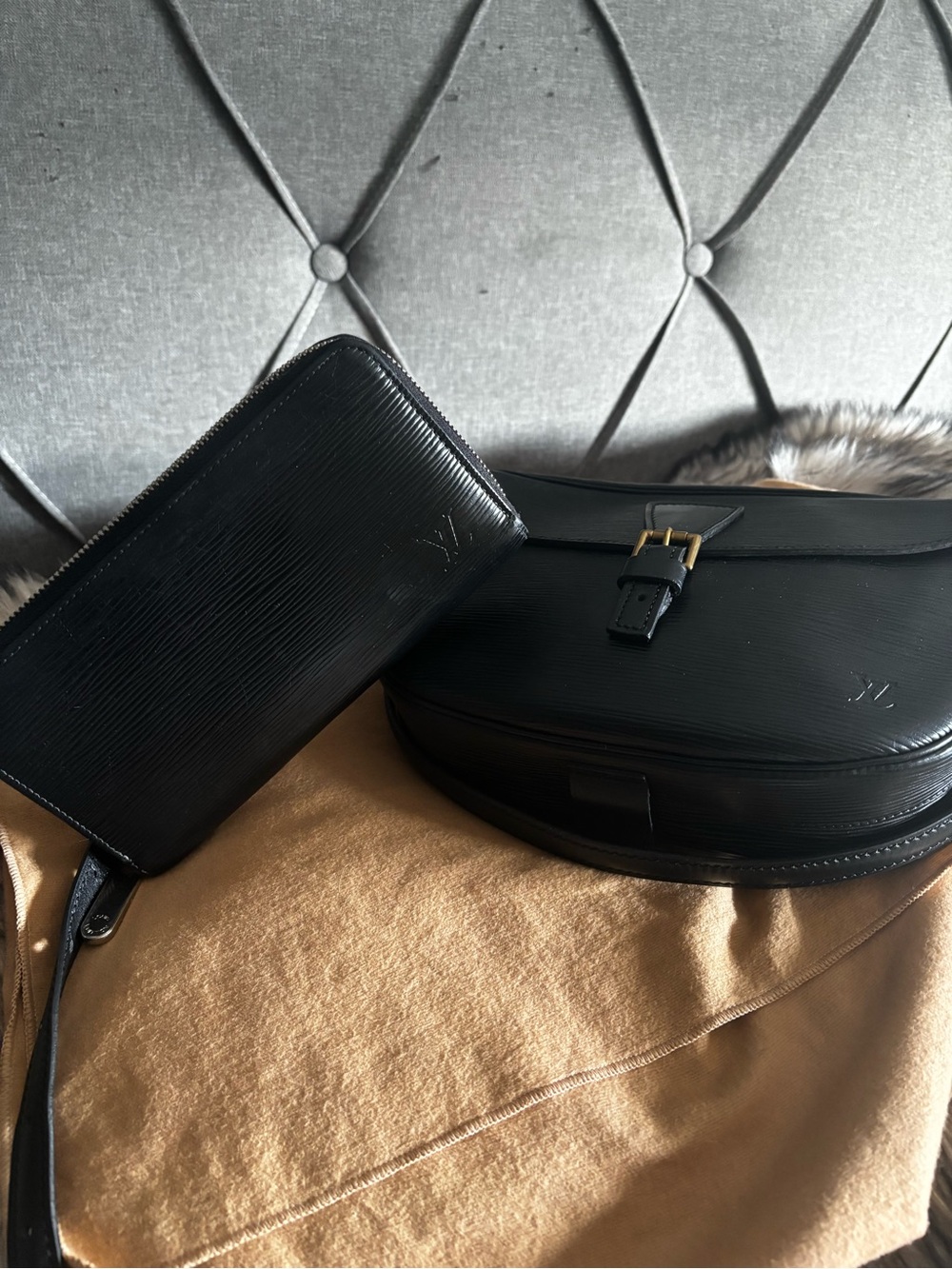 LV Epi Jeune Fille Black Crossbody Bag with Adjustable Strap & LV zippy wallet
